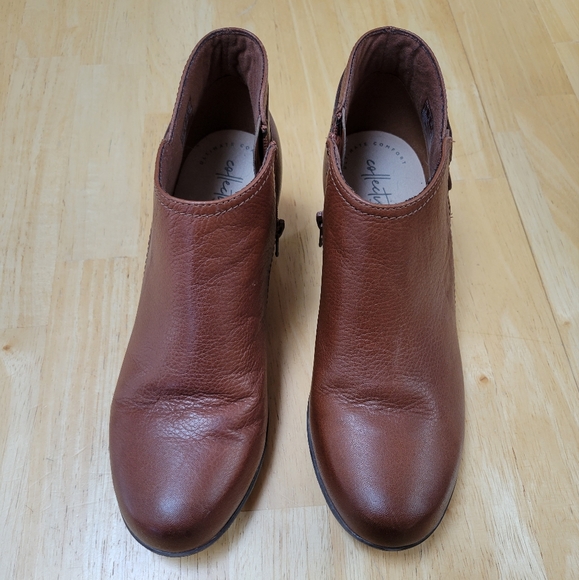 Clarks cognac leather booties women's 8.5 - Picture 4 of 7